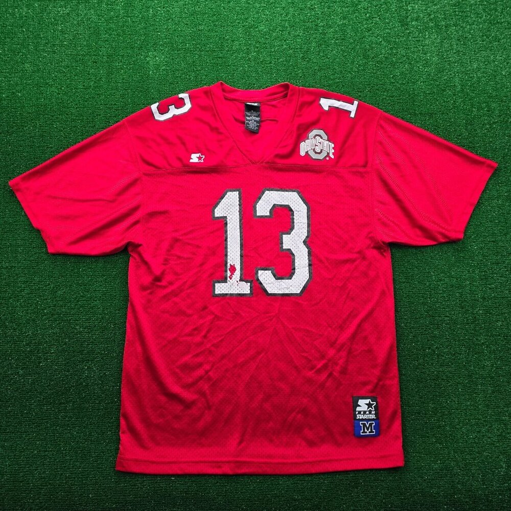 Ohio‎ State Buckeyes Jersey Mens Medium Red #13 Vintage College Football Sports